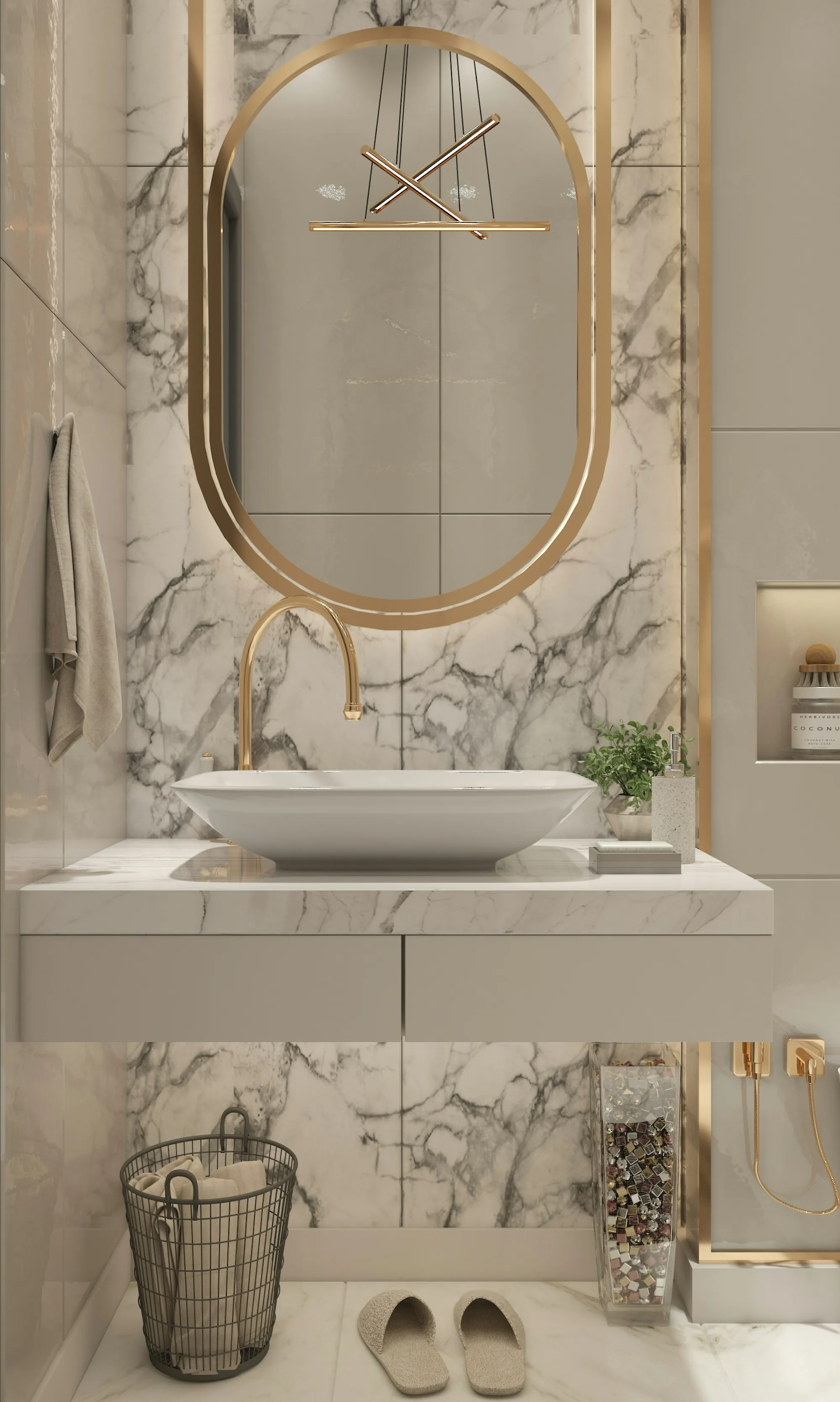 Updated bathroom with a fresh vanity and shower